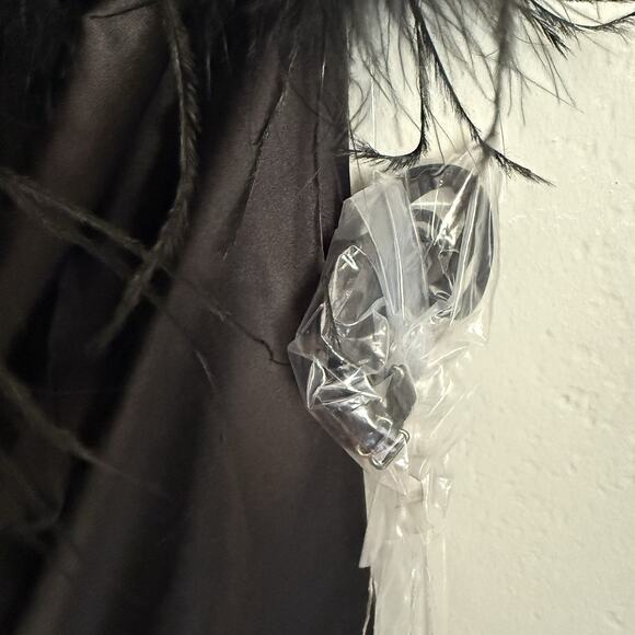 Lucy Paris Feather Trim Slip Midi Dress Size Medium New with tags - Picture 4 of 9